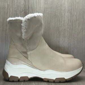 Patrizia by Spring Step Boots Womens 39 US 9 Faux Fur Trim Leather Zip Beige